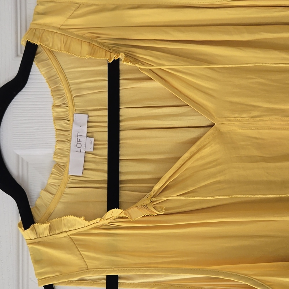 Ann Taylor LOFT Ruffle Peplum Sleeveless Blouse Yellow - Picture 3 of 6